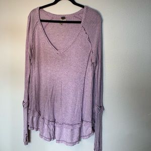 Free People Lilac Waffle Long Sleeve Size XS
